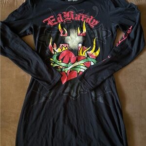Ed Hardy Black Long Sleeve Shirt ( or dress)